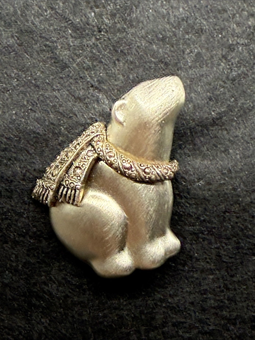 Silver Toned Polar Bear wearing Scarf Brooch Pin Winter Season